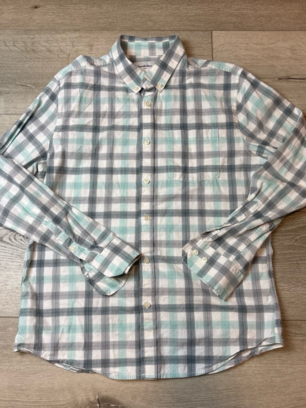 Goodfellow & Co Button-Down Plaid Shirt in Light Blue and Gray